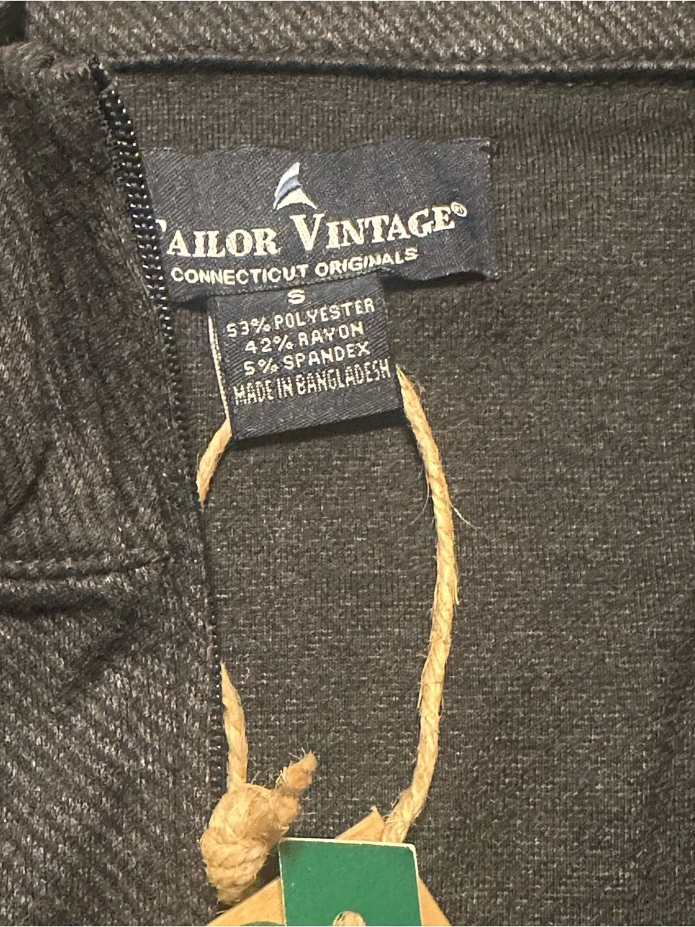 Tailor Vintage Ultra-Soft Stretch Knit 1/4 Zip Sweatshirt Mens S Black Heathered
